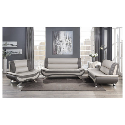 CHAIR, BEIGE &amp; GRAY PU 8219BEG-1