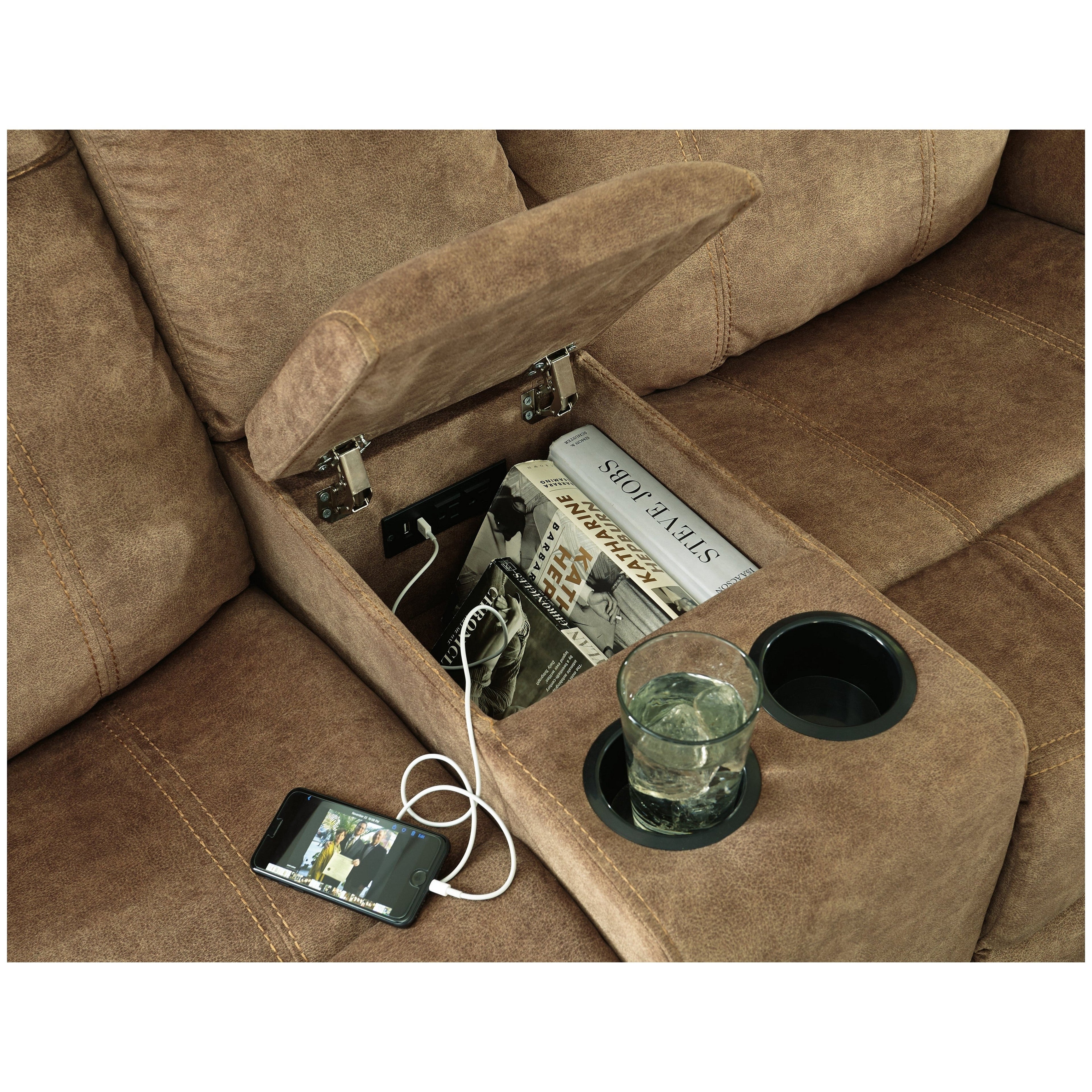 Huddle-Up Glider Reclining Loveseat with Console Ash-8230494