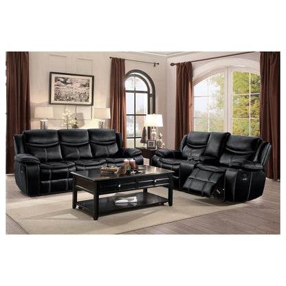 D. GLDR RCLNR LOVE SEAT W/CONSOLE 8230BLK-2