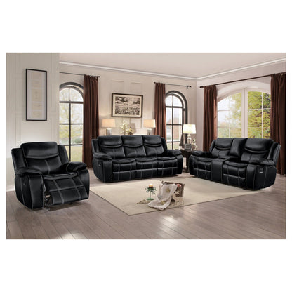 D. GLDR RCLNR LOVE SEAT W/CONSOLE 8230BLK-2