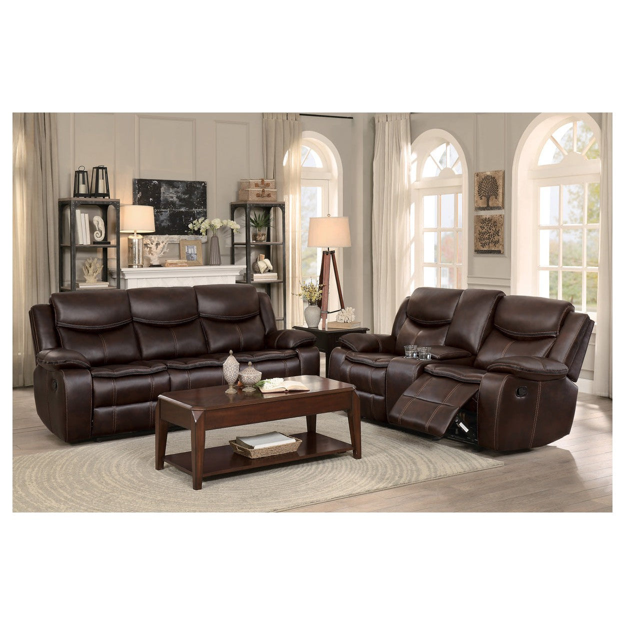 D. GLDR RCLNR LOVE SEAT W/CONSOLE 8230BRW-2