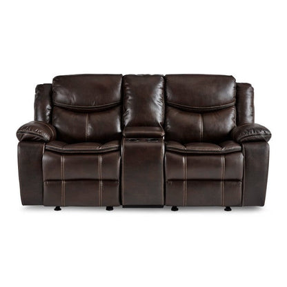 D. GLDR RCLNR LOVE SEAT W/CONSOLE 8230BRW-2