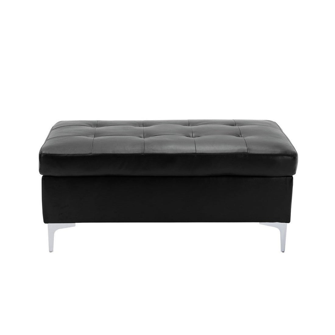 OTTOMAN, BLACK PU 8378BLK-4
