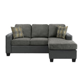 REVERSIBLE SOFA CHAISE WITH 2 PILLOWS, GRAY FABRIC & P/U 8401GY-3SC