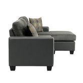 REVERSIBLE SOFA CHAISE WITH 2 PILLOWS, GRAY FABRIC & P/U 8401GY-3SC