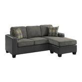 REVERSIBLE SOFA CHAISE WITH 2 PILLOWS, GRAY FABRIC & P/U 8401GY-3SC