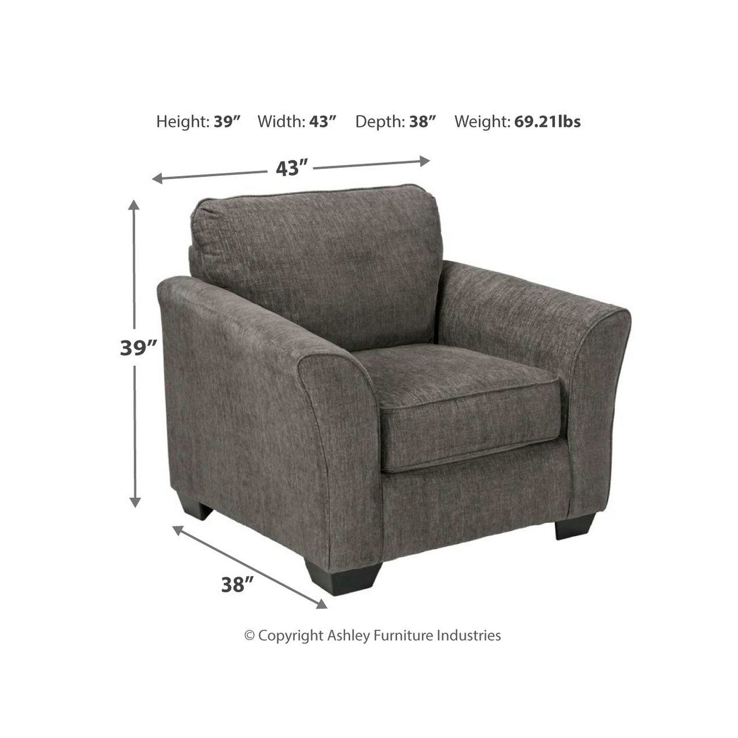 Brise Sofa Chaise and Chair Ash-84102U1