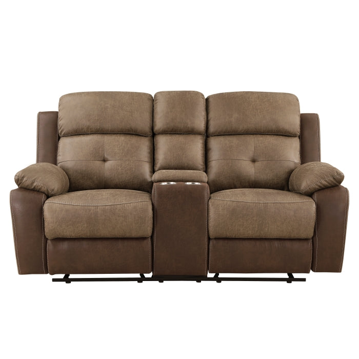 Homelegance Double Glider Reclining Love Seat With Center Console
