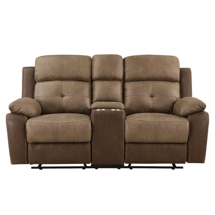 Homelegance Double Glider Reclining Love Seat with Center Console