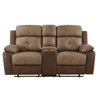 Homelegance Double Glider Reclining Love Seat with Center Console