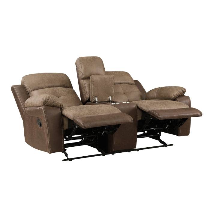 Homelegance Double Glider Reclining Love Seat with Center Console