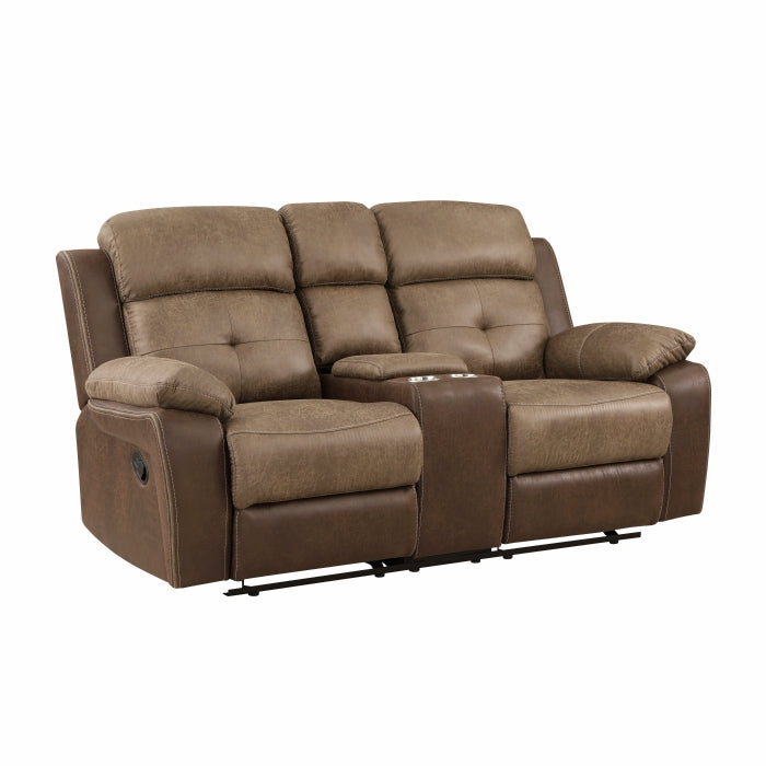 Homelegance Double Glider Reclining Love Seat with Center Console