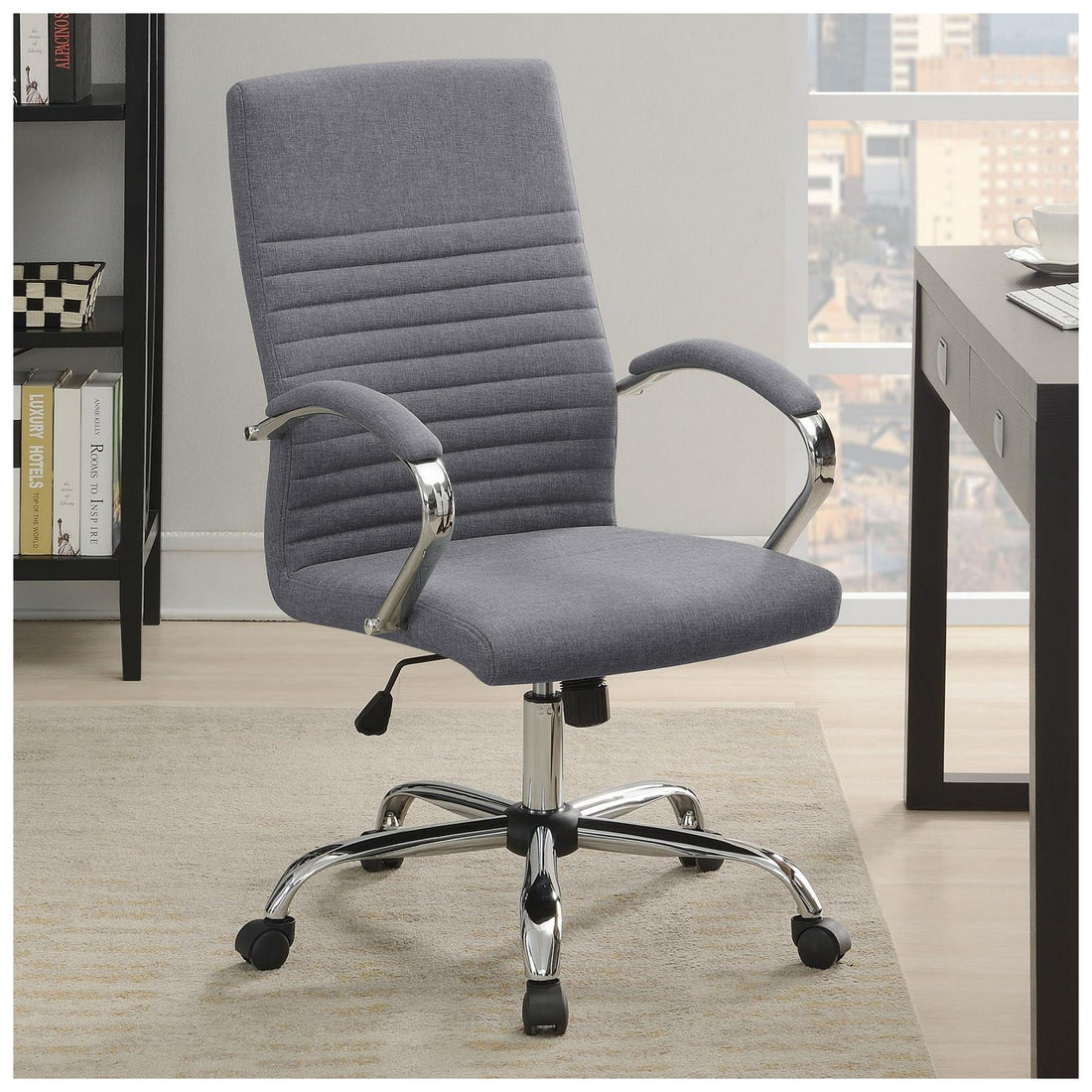 Abisko Upholstered Office Chair with Casters Grey and Chrome 881217