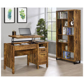 Delwin Lift Top Office Desk with File Cabinet Antique Nutmeg 881240