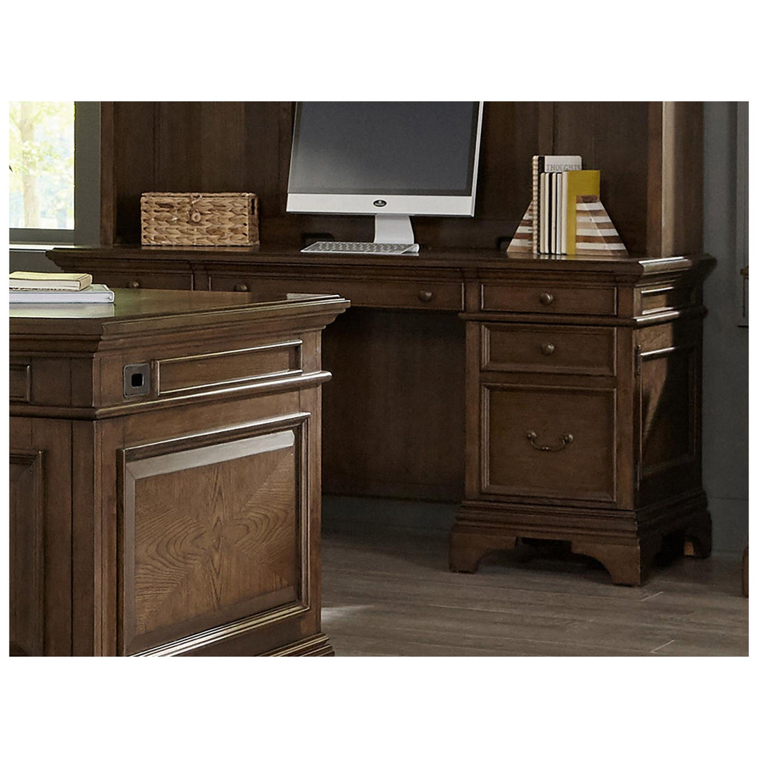 Hartshill Credenza with Power Outlet Burnished Oak 881282