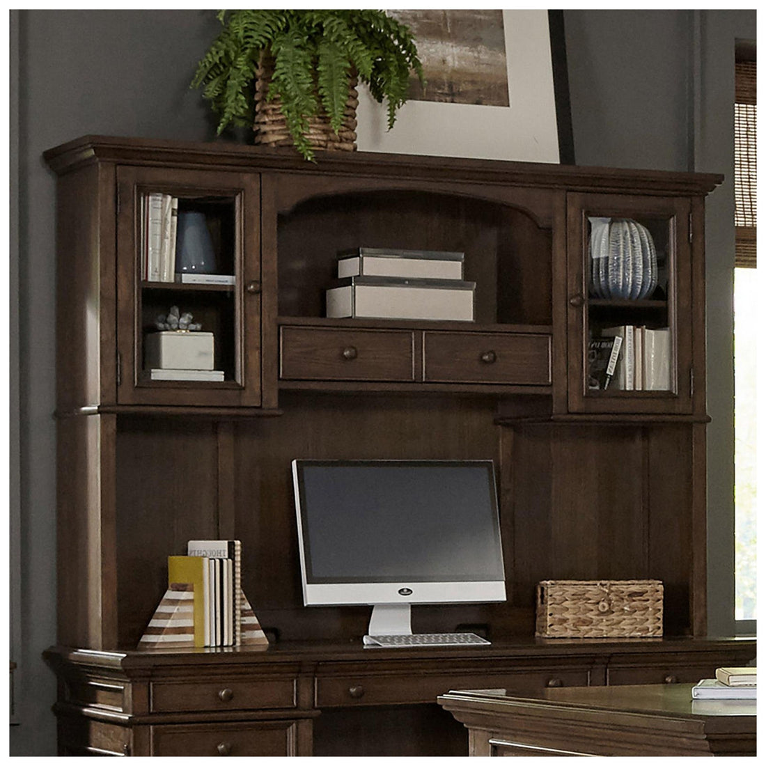 Hartshill 2-door Hutch with Shelves Burnished Oak 881283H