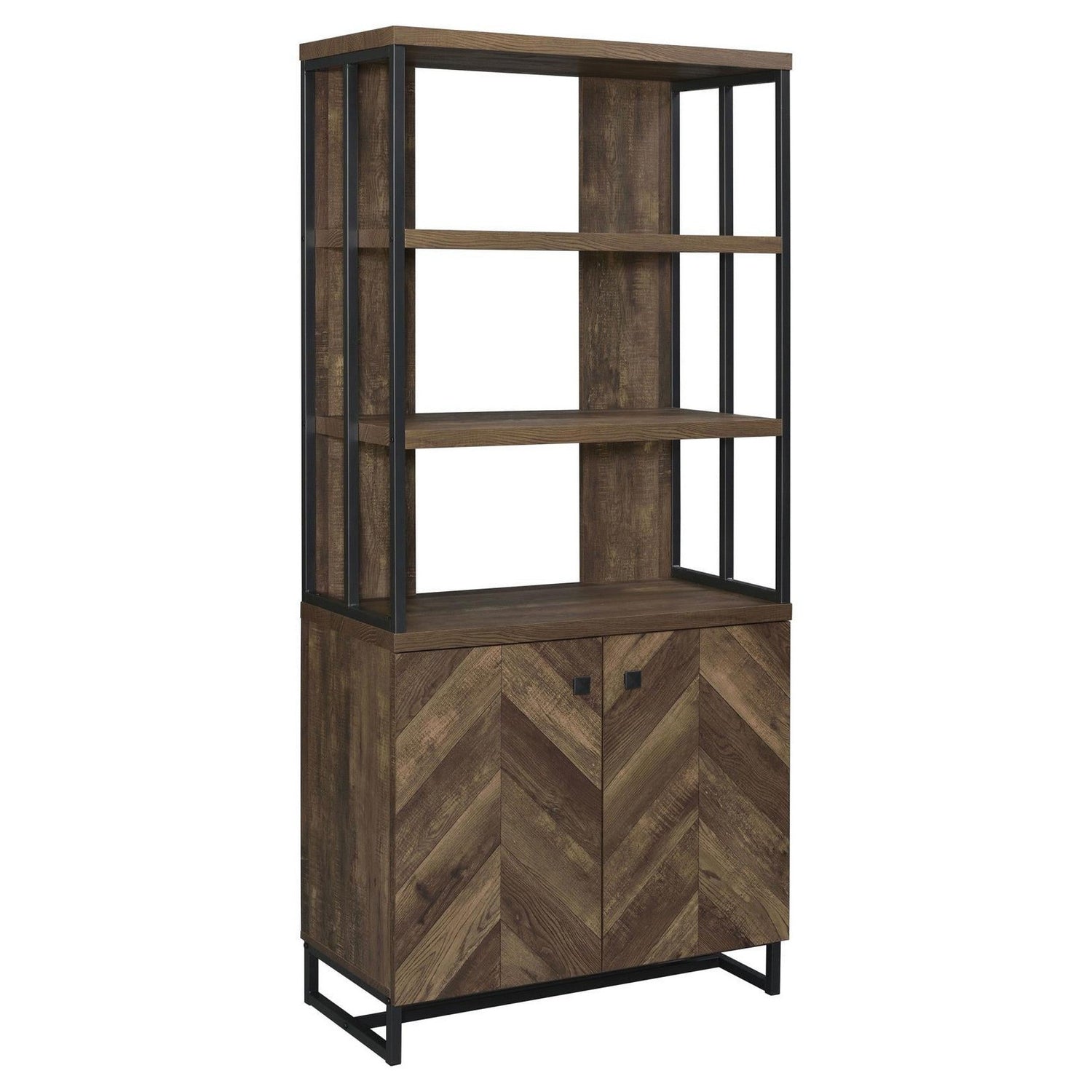 Millbrook 2-door Bookcase Rustic Oak Herringbone and Gunmetal 882093