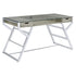 Emelle 2-drawer Glass Top Writing Desk Grey Driftwood and Chrome 882116
