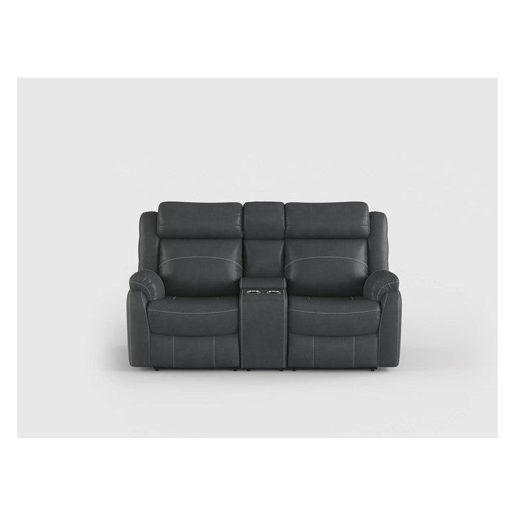DOUBLE LAY FLAT RECLINING LOVE SEAT W/ CONSOLE, DARK BROWN POLISHED MICROFIBER 9990DB-2