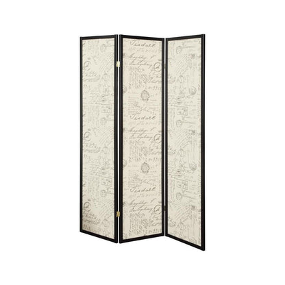 Felice 3-panel French Script Print Folding Screen Espresso 900074