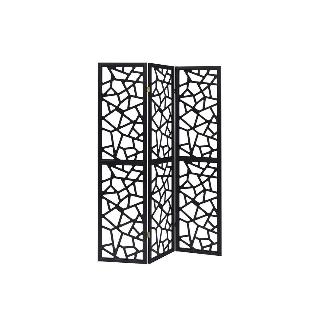 Nailan 3-panel Open Mosaic Pattern Room Divider Black 900092