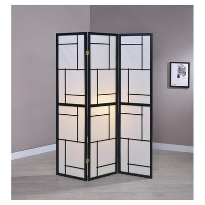 Katerina 3-panel Folding Floor Screen Black and White 900102