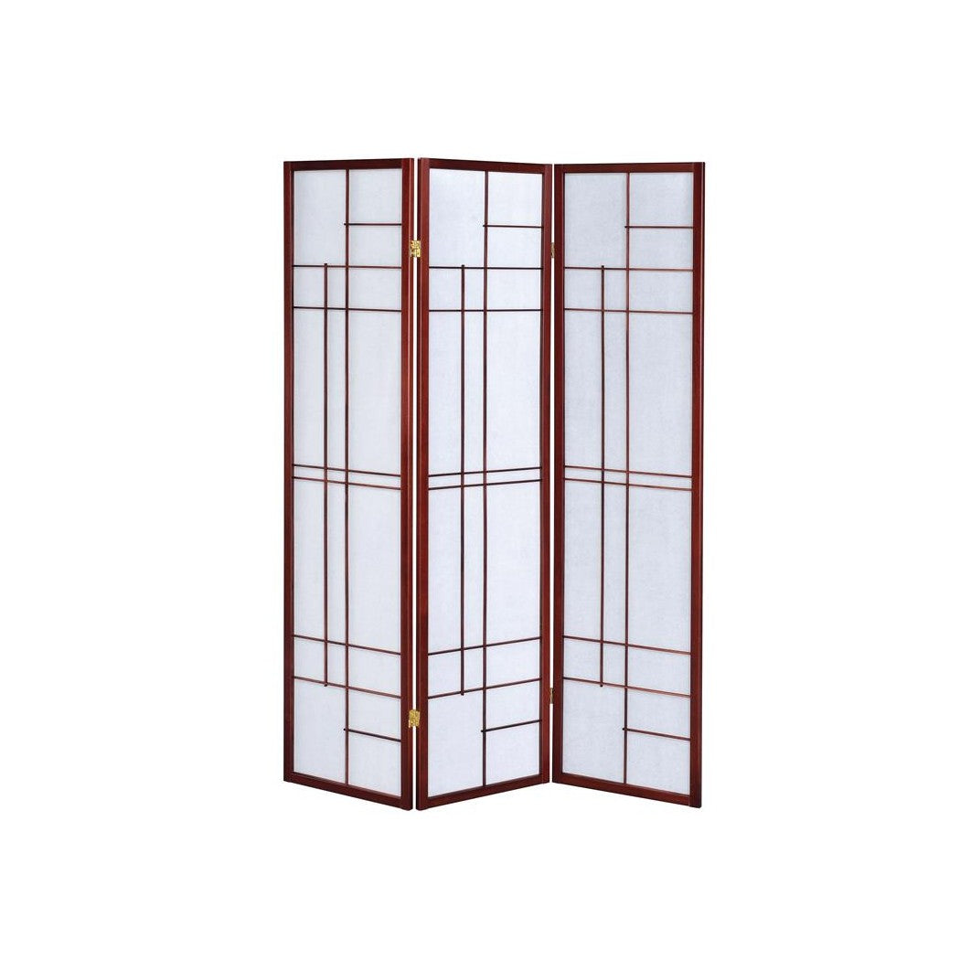 Katerina 3-panel Folding Floor Screen White and Cherry 900110