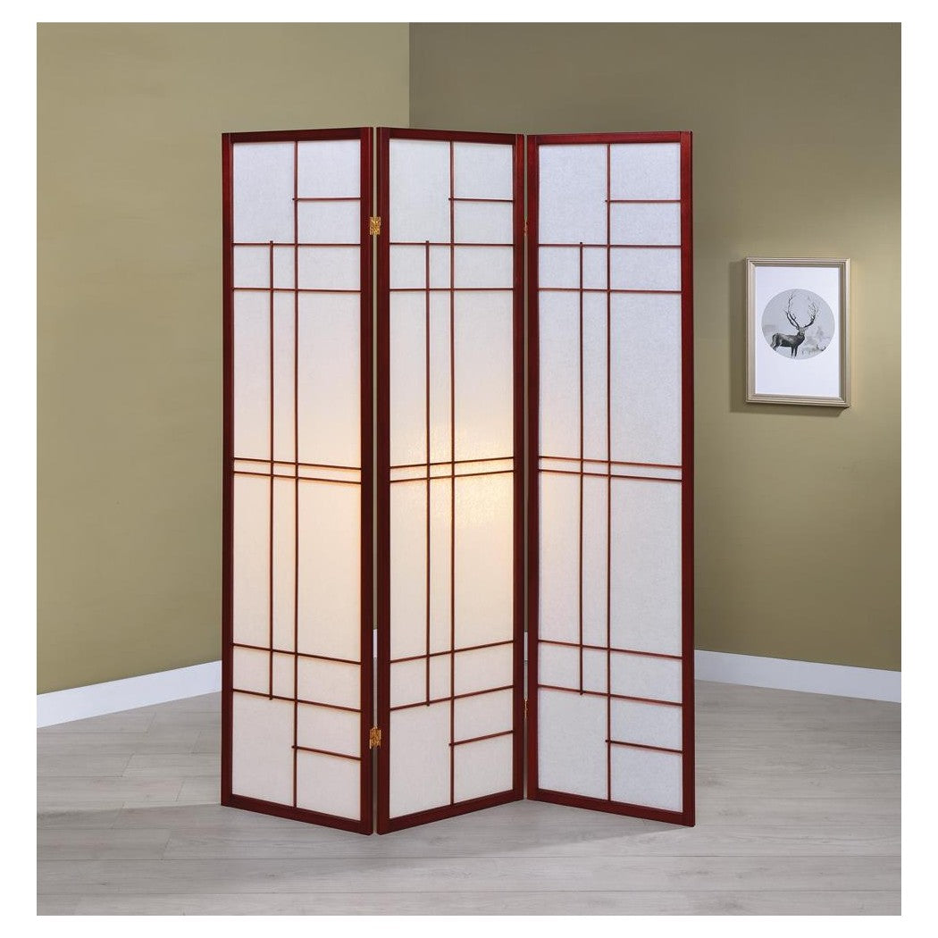 Katerina 3-panel Folding Floor Screen White and Cherry 900110