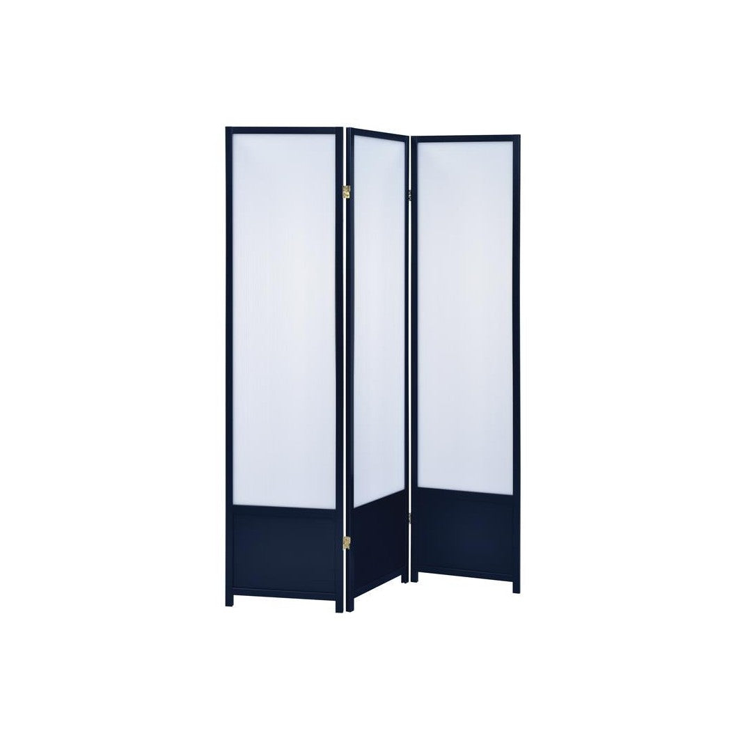 Calix 3-panel Folding Floor Screen Translucent and Black 900120