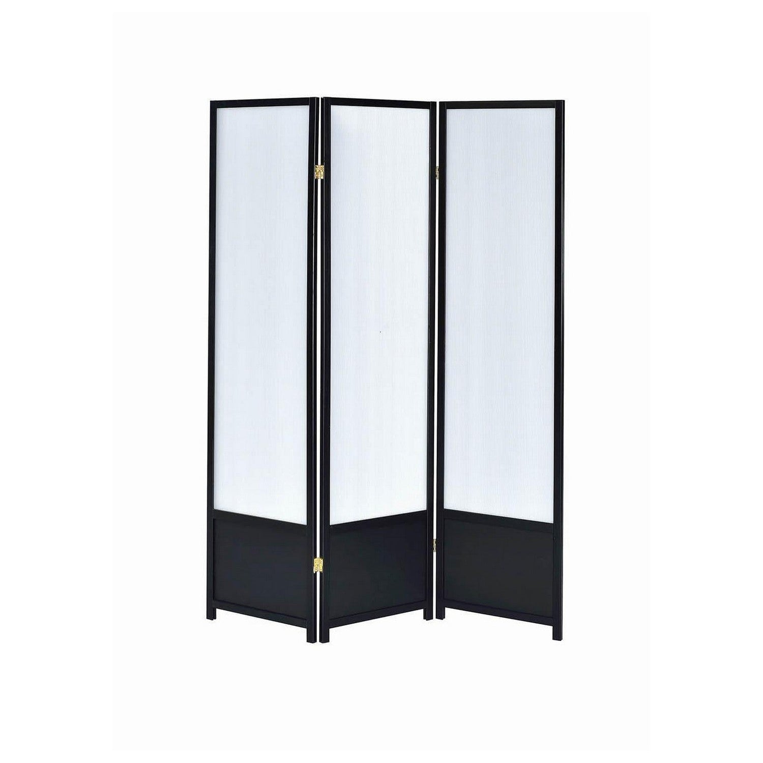 Calix 3-panel Folding Floor Screen Translucent and Black 900120