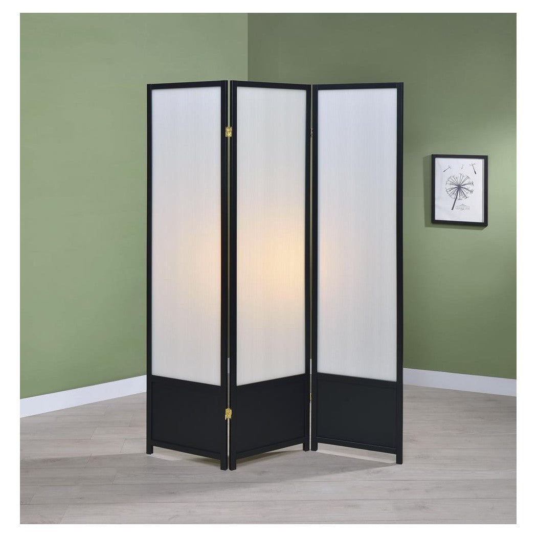 Calix 3-panel Folding Floor Screen Translucent and Black 900120