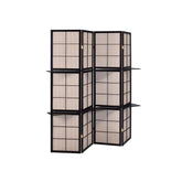 Iggy 4-panel Folding Screen with Removable Shelves Tan and Cappuccino 900166