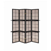 Iggy 4-panel Folding Screen with Removable Shelves Tan and Cappuccino 900166
