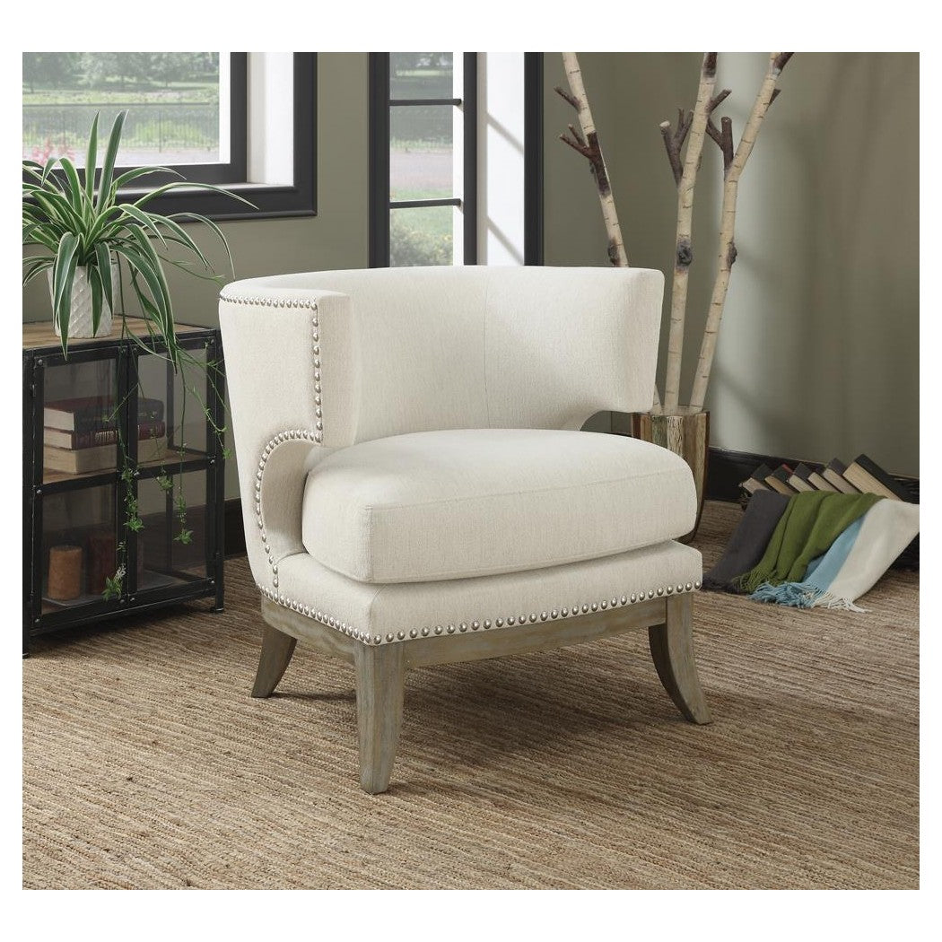 Dominic Barrel Back Accent Chair White and Weathered Grey 902559
