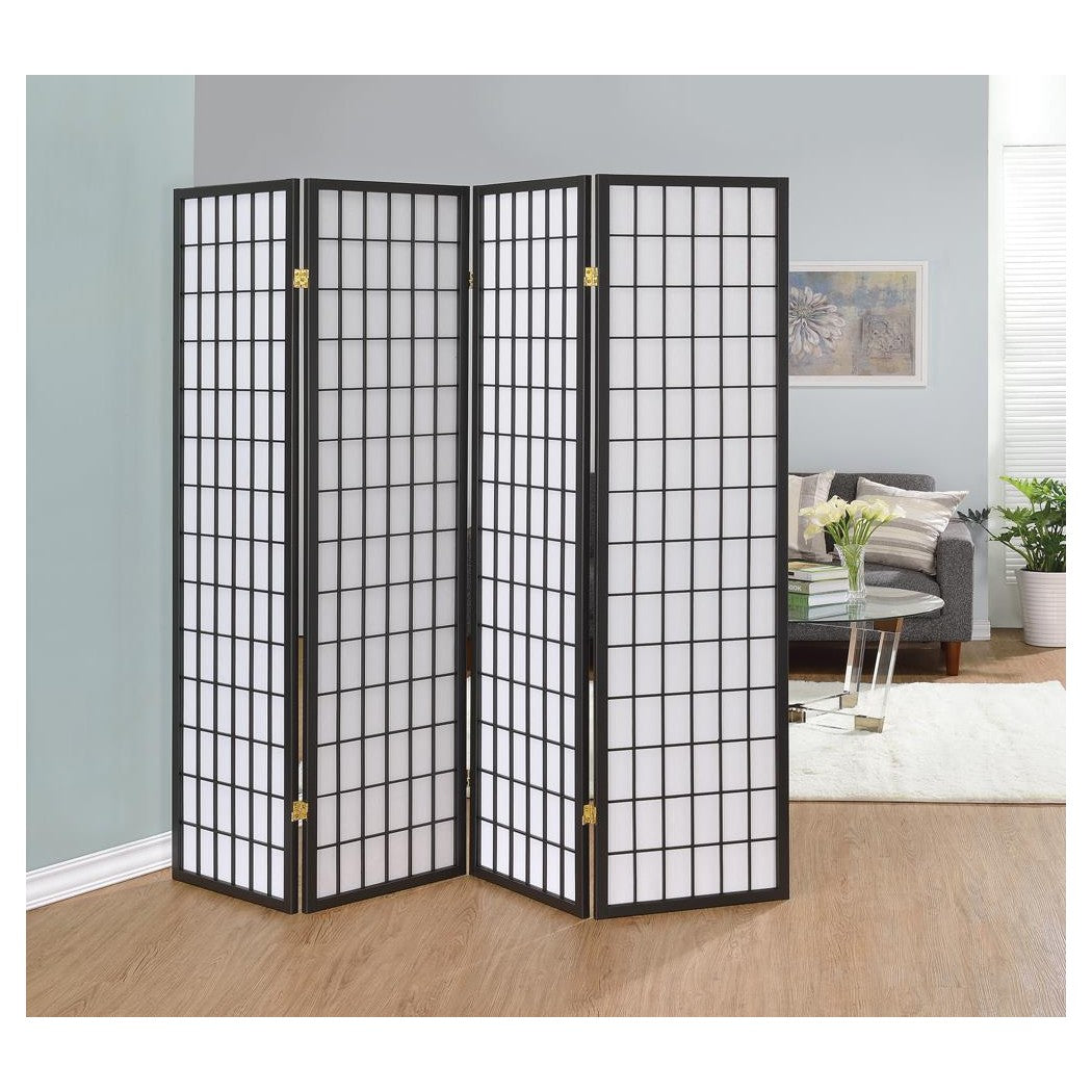 Roberto 4-panel Folding Screen Dark Grey and White 902631