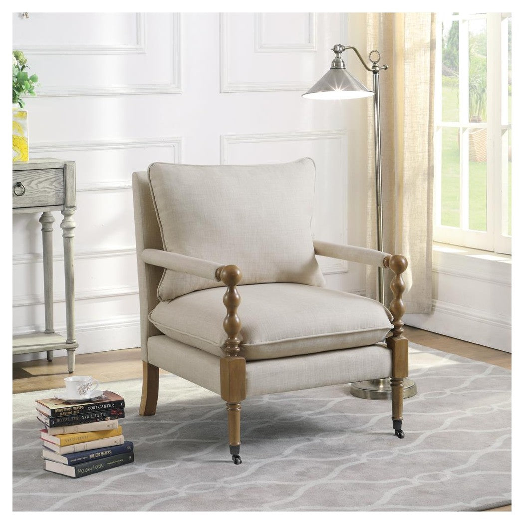 Monaghan Upholstered Accent Chair with Casters Beige 903058