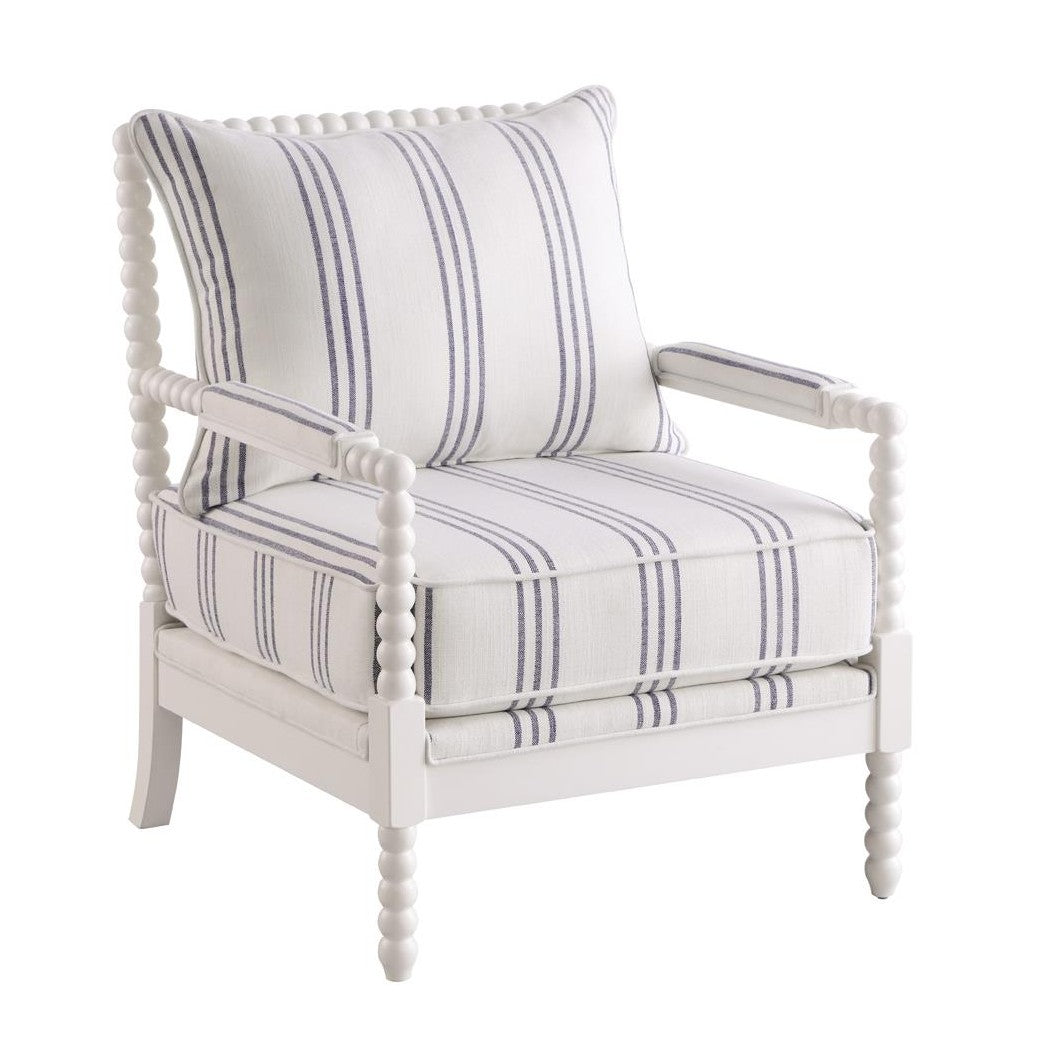 Blanchett Upholstered Accent Chair with Spindle Accent White and Navy 903835