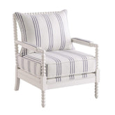 Blanchett Upholstered Accent Chair with Spindle Accent White and Navy 903835