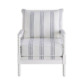 Blanchett Upholstered Accent Chair with Spindle Accent White and Navy 903835