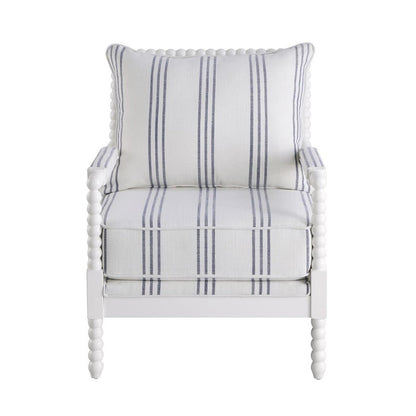 Blanchett Upholstered Accent Chair with Spindle Accent White and Navy 903835