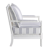Blanchett Upholstered Accent Chair with Spindle Accent White and Navy 903835