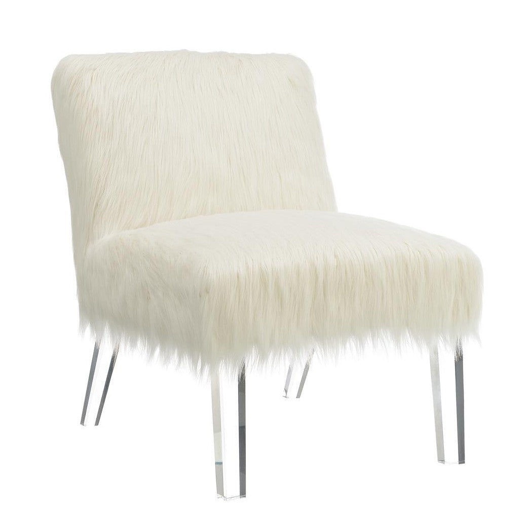 Faux Sheepskin Upholstered Accent Chair White 904059