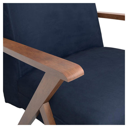 Cheryl Wooden Arms Accent Chair Dark Blue and Walnut 905415