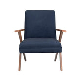 Cheryl Wooden Arms Accent Chair Dark Blue and Walnut 905415