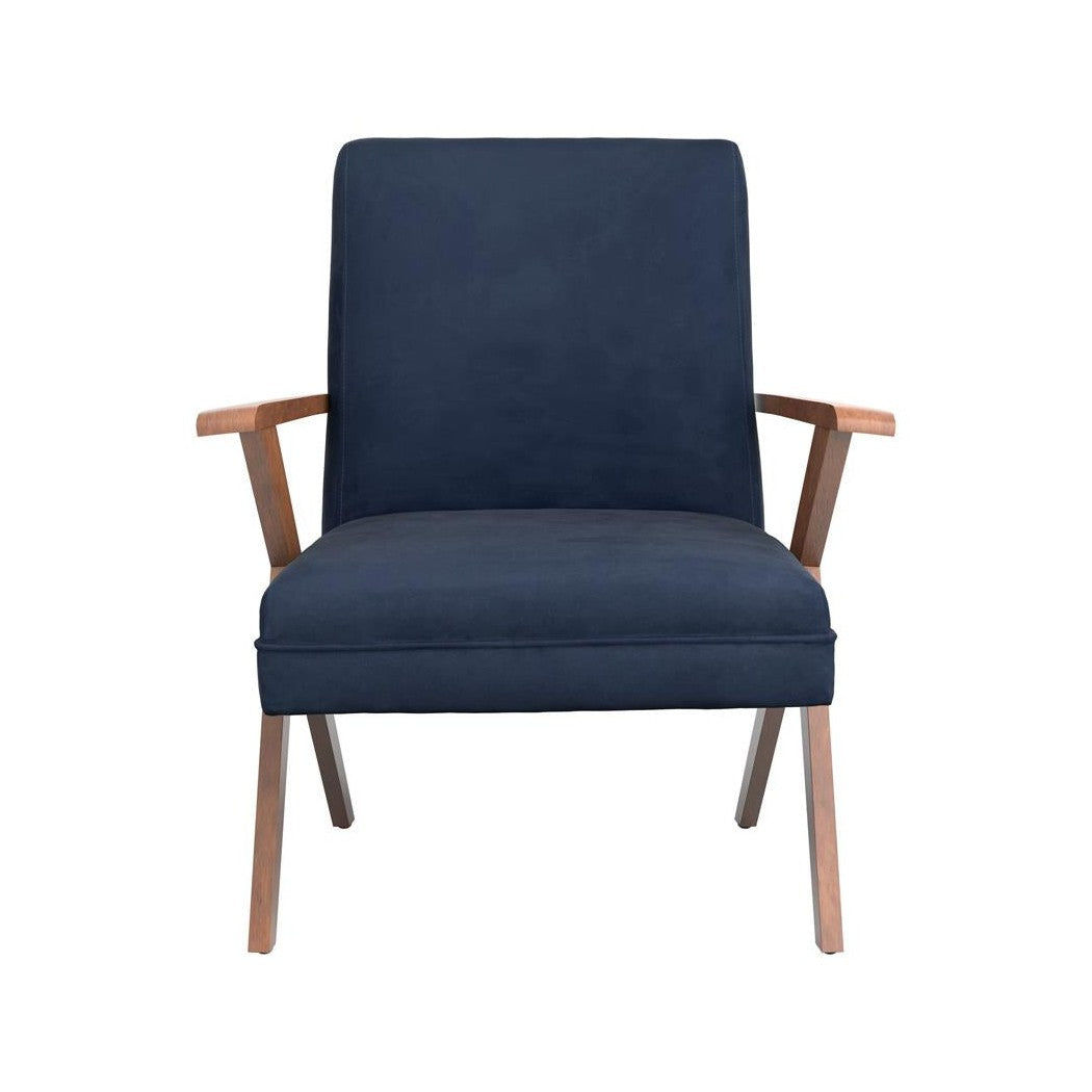 Cheryl Wooden Arms Accent Chair Dark Blue and Walnut 905415