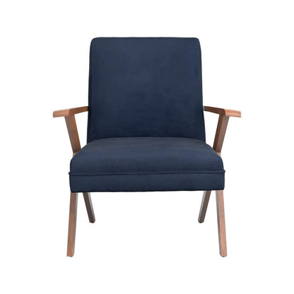 Cheryl Wooden Arms Accent Chair Dark Blue and Walnut 905415