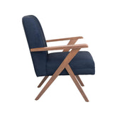 Cheryl Wooden Arms Accent Chair Dark Blue and Walnut 905415