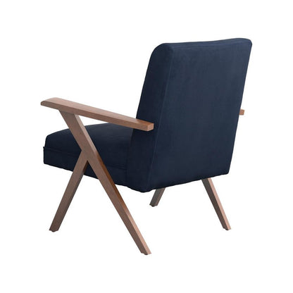 Cheryl Wooden Arms Accent Chair Dark Blue and Walnut 905415