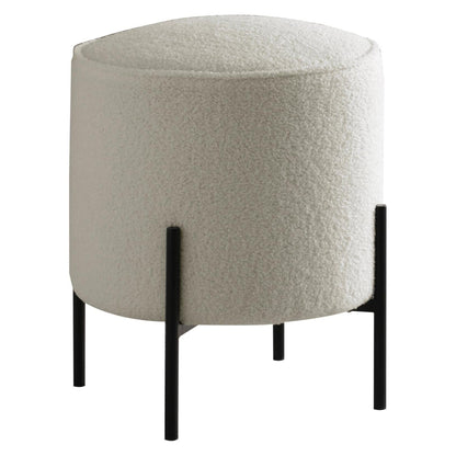 Basye Round Upholstered Ottoman Beige and Matte Black 905495
