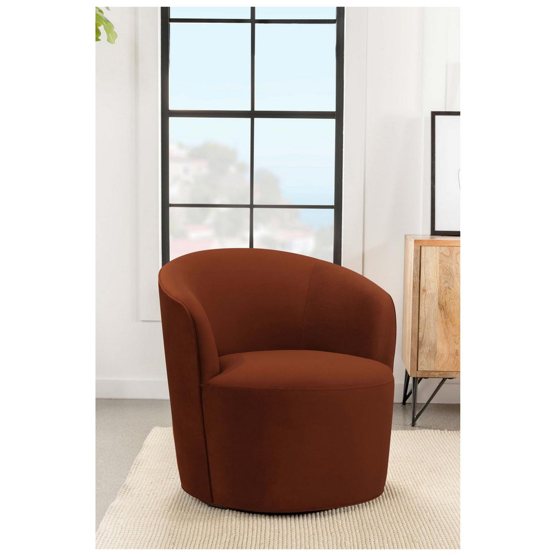 Joyce Sloped Arms Swivel Chair Burnt Orange 905631
